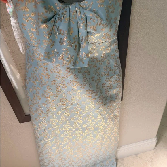 Lilly Pulitzer Strapless Dress in Blue and Gold Carlynn Dress brocade - Picture 2 of 2
